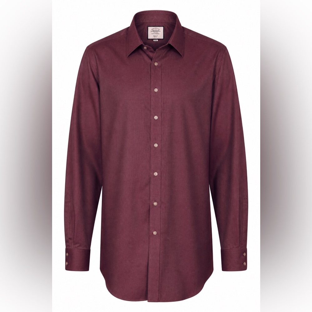 Charles Tyrwhitt Classic Fit Non-Iron Dress Shirt Burgundy Pink 19 37